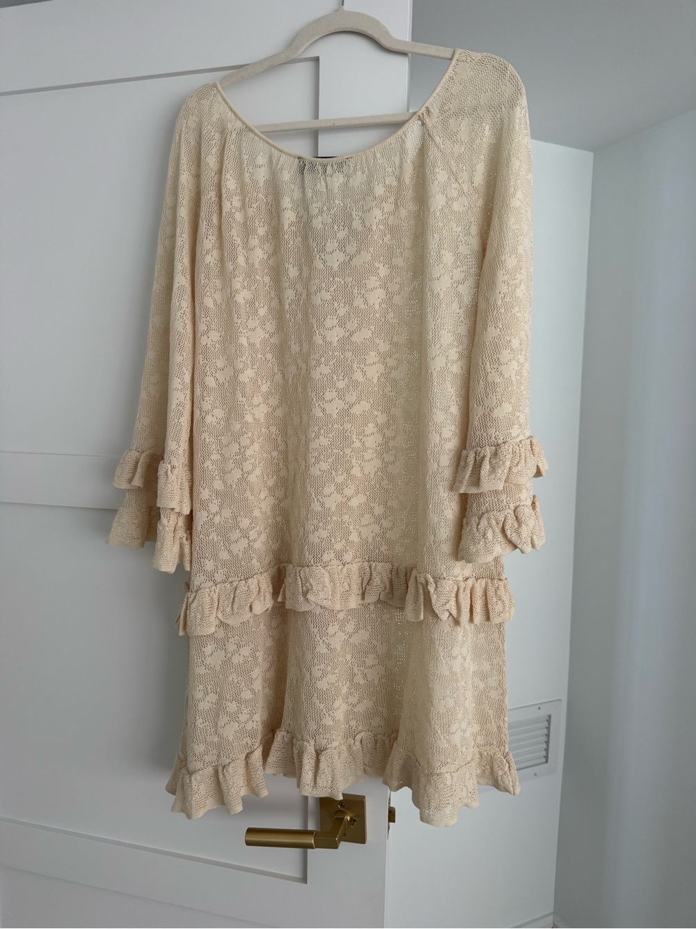 NWT Zara Boho Cream Lace Crochet Coverup Dress Size Small - Picture 6 of 6